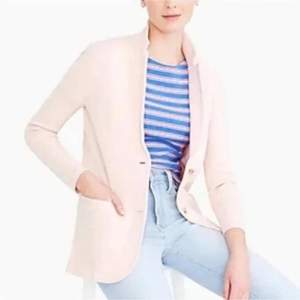 J.Crew Schoolboy Sweater Blazer Pink Knit Cotton Two Button Womens Size Medium